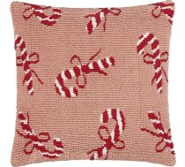 mēbelēt. "Candy Cane" spilvena pārvalks - šūtā Ziemassvētku dekoratīvais pārvalks ar tekstūras motīvu un gludu aizmuguri (rozā/sarkans - 45 x 45 cm)