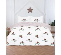 Rapport Home Vienvietīga sega "Robin on Holly", divpusēja, svētku Mikrošķiedras sega ar 1 spilvendrānu, mīksta, viegli kopjama Ziemassvētku gultasveļa 135x200cm