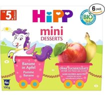 „Hipp“ bioloģiskie augļi kausiņos – banāni ar āboliem, 6 gab. iepakojumā (6 x 400 g)