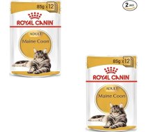 Royal Canin Maine Coon Adult, divu iepakojumu komplekts, 2 x 12 x 85 g, mitrā barība kaķiem, īpaši izstrādāta, ņemot vērā Meinkūnu šķirnes kaķu vajadzības, pielāgots enerģētiskais saturs