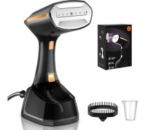 Ceļojumu tvaika gludeklis ar tvaika ģeneratoru, grumbu un smakas novēršanai, noņemama 300 ml ūdens tvertne un LED ekrāns, 3 ātrumi, 1800 W tvaika gludeklis, piemērots ceļošanai, mājām, birojam, melns, melns