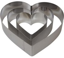 Bahob® Nerūsējošā tērauda kūku cepšanas veidnes Sirds formas kūku veidņu komplekts 3 mazas, vidējas un lielas, ideāli piemērotas kāzu kūku veidņu komplektam un deserta veidnēm