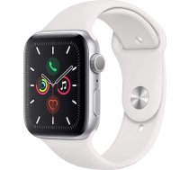 Apple Watch Series 5 44 mm (GPS) - Alumīnija korpuss, sudrabaini balta sporta siksniņa (Atjaunots)