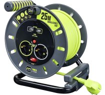 Masterplug Pro-XT 25 m USB pagarinātāja kabeļa spoles 4 Schuko + USB 3000W Grey/Pistachio Green