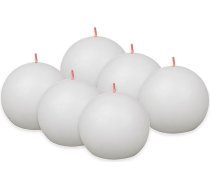 Bolsius Rustic Ball Candle - Balta - Iepakojumā 6 gabali - Diametrs 7,6 cm - Dekoratīvā svece - Degšanas laiks 25 stundas - Bez aromāta - Dabīgs augu vasks - Bez palmu eļļas