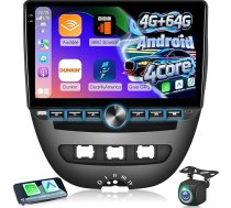 4G+64G auto radio Toyota Aygo/Peugeot 107/Citroën C1 2004-2014, 10 collu Android skārienekrāns, 32 kanālu ekvalaizers, CarPlay, Android Car, tālvadības pults, Bluetooth 5.0 un WiFi