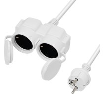 XUANSHI āra pagarinātājs 7 m ar 2 Schuko ligzdām, dubultā pagarinātāja strāvas kabelis IP44 izmantošanai ārpus telpām, 3G 1,5 mm² gumijas kabelis - divvirzienu sadalītājs ar aizsargvāciņu 3500 W - balts