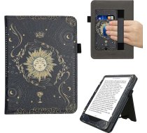 kwmobile Flip Cover saderīgs ar Amazon Kindle Paperwhite (2024)/Colorsoft - Futrālis ar rokas siksniņu Tarot kartes Tumši zils dzeltens melns