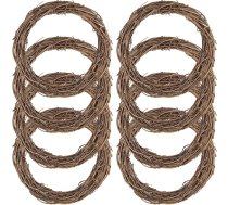 8 gabali 20 cm dabiskā vīnogulāju vainaga pamatne Vīna zaru vainags rotangpalmas vainags Retro Ziemassvētku vainags rotangpalmas vainaga pamatne svētku kāzu Ziemassvētku dekorēšanai