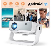 Smart projektors ar 4K atbalstu, Android 11, Full HD 1080P, 28000 lūmenu, WiFi 6 un BT 5.2, 120° regulējams statīvs, elektriskā fokusēšana, trapeces korekcija, mājas kinozāles projektors Switch/PS5 ierīcēm