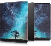 kwmobile Flip Case saderīgs ar Amazon Kindle Oasis 10. paaudzes lasāmrīku - E-lasītājs - Galaxy Tree Meadow Blue Grey Black