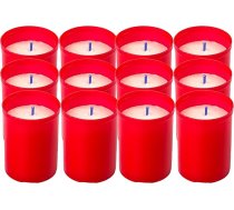12 sarkano svecīšu iepakojums 6,5 x 5 cm Sarkanās votīvās sveces Maza izmēra degšanas laiks Aptuveni 24 stundas.