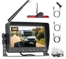 CAMECHO bezvadu bremžu signāluguns un atpakaļgaitas kameras komplekts Mercedes Sprinter 2006-2019 ar 7 collu IPS monitoru Bezvadu atpakaļgaitas kamera, stabili digitālie signāli IP67 ūdensizturīgs nakts redzamības BSD DVR 140