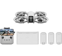 DJI Neo Fly More Combo - Mini drons ar kameru 4K UHD bērniem, 135 g, Follow-Me, rokas palaišana, skeletona izsekošana, QuickShots, integrēta propellera aizsardzība, C0, ar RC-N3 un 3 baterijām
