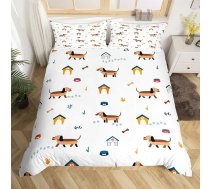 Homemissing Dachshund Dog gultas veļa komplekts 135 x 200 cm Cute Pet gultas piederumi komplekts Dog Puppy sega Cover Set 2-diegu bērnu dekori elpojošs mīksts