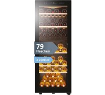 Haier 50. sērijas vīna ledusskapis 5 HWS79GDG I Vīna klimata skapis 79 pudelēm I Jauna tehnoloģija labākai uzglabāšanai I Vīna ledusskapis 2 zonas UV stikla durvis un 5 koka plaukti I Vīna ledusskapis ar zemu vibrāciju