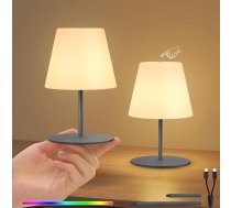 2 galda lampu komplekts, bezvadu LED akumulators, nakts lampa, mini, maza, 8 krāsas, USB-C uzlādējama galda lampa, āra, iekštelpu - IP44, izturīga pret laikapstākļiem, 8-10 h akumulatora darbības laiks, 9 x 9 x 17 cm, augstums