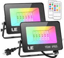 LE 15 W / 50 W LED prožektors RGB ar RF tālvadības pulti, 2 ūdensizturīgi LED prožektori ar atmiņas funkciju, aptumšojams krāsu maiņas āra prožektors, IP65 krāsainas āra lampas, krāsains prožektors dārzam, ballīšu dekorēšanai, viesnī