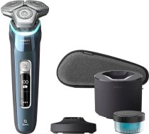 Philips skuveklis Series 9000 - elektriskais mitrais un sausais skuveklis, ledus zils, skūšanās sistēma Lift & Cut, SkinIQ tehnoloģija, uznirstošais trimmeris, tīrīšanas stacija, uzlādes stacija un ceļojuma futrālis (modelis S9982/55)