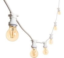 Mu 10 m āra pasaku gaismas, paplašināmas līdz 1000 W, 10 spuldzes S14 LED 2 W (= 15 W) E27, izturīgas pret laikapstākļiem IP65, pasaku gaismas āra dekorēšanai dārza svētkiem, kāzām, dārzam, kāzām, 10 m, baltas krāsas