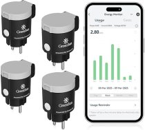 GreenSun WiFi āra rozete, 4 x taimera slēdzis, Smart Life WiFi rozete, strāvas mērīšana, IP44 ūdensizturība, balss vadība ar Alexa/Google Home, 16 A, 3680 W, nav saderīga ar VeSync
