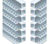StarlandLed Alumīnija profils 12 x 1 m Alumīnija Drywall profila sloksne anodēta LED sloksnēm, ieskaitot vāka sliedi Pelēki balta (opāla) un gala vāciņus