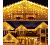 Pasaku Lights Icicle āra iekšējais 8 m 288 LED ūdensizturīgs Ziemassvētku apgaismojums Pasaku Lights 8 režīmi Icicle aizkaru gaismas Ziemassvētkiem, kāzām, Helovīnam