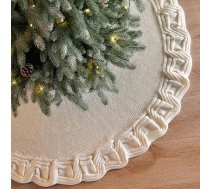 DEMIUKO Ziemassvētku eglītes apakšdaļa, balta, 90 cm, liela Ziemassvētku eglītes sega, 3D adīta ar volāniem, apaļa Ziemassvētku eglītes apakšdaļa, paklājs mājas svinībām, Ziemassvētku eglītes statīvs, Ziemassvētku eglīte