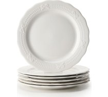 6 gab. balto plakanu keramikas pusdienu šķīvju komplekts, diametrs 20,3 cm, augstums 1,5 cm, pusdienu/deserta šķīvji, piemēroti mazgāšanai trauku mazgājamā mašīnā, trauki, kas piemēroti lietošanai trauku mazgājamā mašīnā un mikroviļ