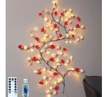 2,3 m garas LED gaismas virtenes sienai ar rožu motīvu, telpas dekors un dāvana ar rožu ziedu un vītolu motīvu, elastīgs dizains pašrocīgai uzstādīšanai, ar 144 LED gaismām un tālvadības pulti, 8 apgaismojuma režīmi, paredzētas sienu dek