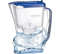 VEVOR ūdens filtrēšanas krūka 9 glāžu ūdens filtrēšanas krūka ar izsūknētāju Ledusskapim piemērota ūdens filtrēšanas sistēma Bez BPA Darbības ilgums 3 mēneši / 150 l Samazina kaļķa nogulsnes, svinu, hloru un nepatīkamas smakas