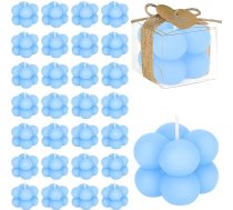 30 zilu burbuļveida svecīšu komplekts kā dāvaniņas bērnu sagaidīšanas svinībām, mini aromātiskās svecītes ar kartiņām un kaltētiem ziediem, mazas sojas vaska svecītes aromterapijai kā dāvana kāzām, kristībām, bērnu sagaidīšanas