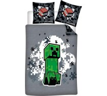 „Minecraft“ zaļais vienvietīgais segas pārvalks 140 x 200 cm + spilvendrāna 65 x 65 cm (polikokvilna)