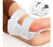 Ceļgala spilvens cilvēkiem, kas guļ uz sāniem, ortopēdisks kāju spilvens bezsāpīgam miegam, ergonomisks pozicionēšanas spilvens no viskoelastīgas atmiņas putas, elpojošs pārklājs (balts)