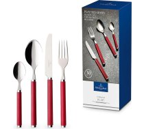 Villeroy & Boch – Play. Red Roses galda piederumu komplekts, 30 gab., līdz 6 personām, nerūsējošais tērauds/sarkani plastmasas rokturi, piemērots mazgāšanai trauku mazgājamā mašīnā