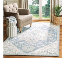 Safavieh tradicionālais paklājs viesistabai, ēdamistabai un guļamistabai – Micro Loop kolekcija, īss plūksnu garums, zils un ziloņkaula krāsā, 200 x 300 cm