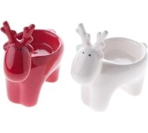 Gisela Graham 10 cm keramikas ziemeļbriežu tējas svecīšu turētāju komplekts (2 gab.), kā redzams attēlā