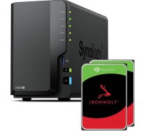 Synology DS225+ 24TB (Seagate Ironwolf 2x12TB) 2 bay Plus sērija - Intel Celeron J4125 Quad-Core, 2GB Non-ECC DDR4 SODIMM 1x2,5GbE un 1x1GbE RJ-45 LAN ports
