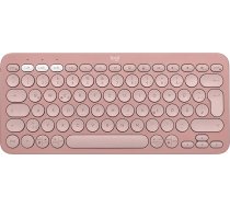 Logitech Pebble Keys 2 K380s, bezvadu vairāku ierīču Bluetooth tastatūra ar pielāgojamiem speciālajiem taustiņiem, plāna - mobilā, viegli pārslēdzama Windows, MacOS, iPadOS, Android, ChromeOS, vācu QWERTZ, rozā krāsā