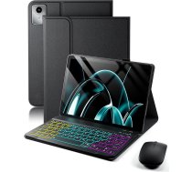 Futrālis Lenovo Idea Tab (2025 TB-336ZU TB-336FU)/Lenovo Tab M11 (2024 TB330FU/TB330XU) 11 collu korpusam ar bezvadu Bluetooth vācu (QWERTZ) Apgaismota krāsaina tastatūra un pele, apgaismota tastatūra