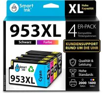 Smart Ink saderīgas tipogrāfijas kasetnes HP 953XL Multipack 953 XL (melna XL un zili sarkana, sarkana, dzeltena) ar uzlabotu mikroshēmu tehnoloģiju priekš Officejet Pro 7720 7730 7740 8210 8218 8710 8715 8718 8720