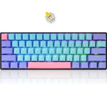 SOLIDEE 60% mehāniskā spēļu tastatūra, vadu/Bluetooth 5.0, divrežīmu tastatūra, RGB LED aizmugures izkliedētas tastatūras, 61 taustiņš, karstā nomaiņa ar lineāro Gateron dzelteno slēdzi datoram ar logu (61 Joker/dzeltens)