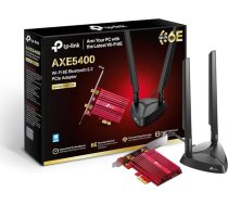 TP-Link AXE5400 trīsjoslu Wi-Fi 6E Bluetooth 5.2 PCI Express adapteris ar divām antenām, Intel Wi-Fi 6E mikroshēma, magnetizēta antenas bāze, iekļauts zema profila kronšteins, WPA 3 (Archer TXE75E)