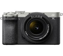 Sony Alpha 7C II pilna kadra sistēmas kamera ar 28-60 mm objektīvu - 33 MP, reāllaika autofokuss, 10 kadru sekundes/s, 4K video, noliekts skārienjūtīgais ekrāns, kompakta un viegla (sudraba/melna)