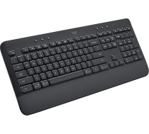 Logitech Signature K650 Comfort bezvadu tastatūra ar plaukstas balstu, BLE Bluetooth/Logi Bolt USB uztvērējs, Soft Touch tastatūra, Numpad, PC/Windows/Mac, US QWERTY - pelēka