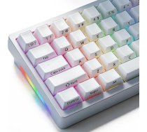 JakeTsai Velvet Crystal Jelly White Keycaps, 126 taustiņi Double Shot PC Keycaps Dye-Sub Cherry Profile Translucent Side Printed Custom Keycap for Cherry Gateron MX Switches Mechanical Keyboards