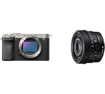Sony Alpha 7C II bezspoguļa pilna kadra kamera ar SEL40F25G (kompakta, 33 MP, reāllaika autofokuss, 10 BPS, 4K video, noliekts LCD skārienjūtīgais ekrāns) Sudraba/melna krāsā