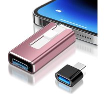 USB zibatmiņas karte 128 GB i-Ph0ne, 4 in 1 USB atmiņas karte i-Ph0ne/Pad/Android mobilajam tālrunim/PC, USB 3.0 atmiņas karte, ātrgaitas zibatmiņas diskdziņš, Plug and Play, fotoattēlu un video dublējums, rozā krāsā