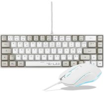 The G-Lab - Combo Hydrogen - Spēļu tastatūra 60% Wired RGB Backlit Azerty FR Compact Format + RGB Gaming Mouse 6 pogas 7200 DPI - PC/PS4/PS5 - Balta/pelēka