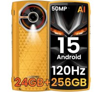 LAGENIO Panther 2 Pro Āra mobilais tālrunis Android 15, 24GB RAM + 256GB ROM/1TB Āra viedtālrunis, 6,7 collu HD + 120Hz, 50MP + 8MP kamera, 5150mAh/18W, IP68 ūdensizturīgs būvlaukumu mobilais tālrunis, 3 karšu slots/NFC/GPS/OTG